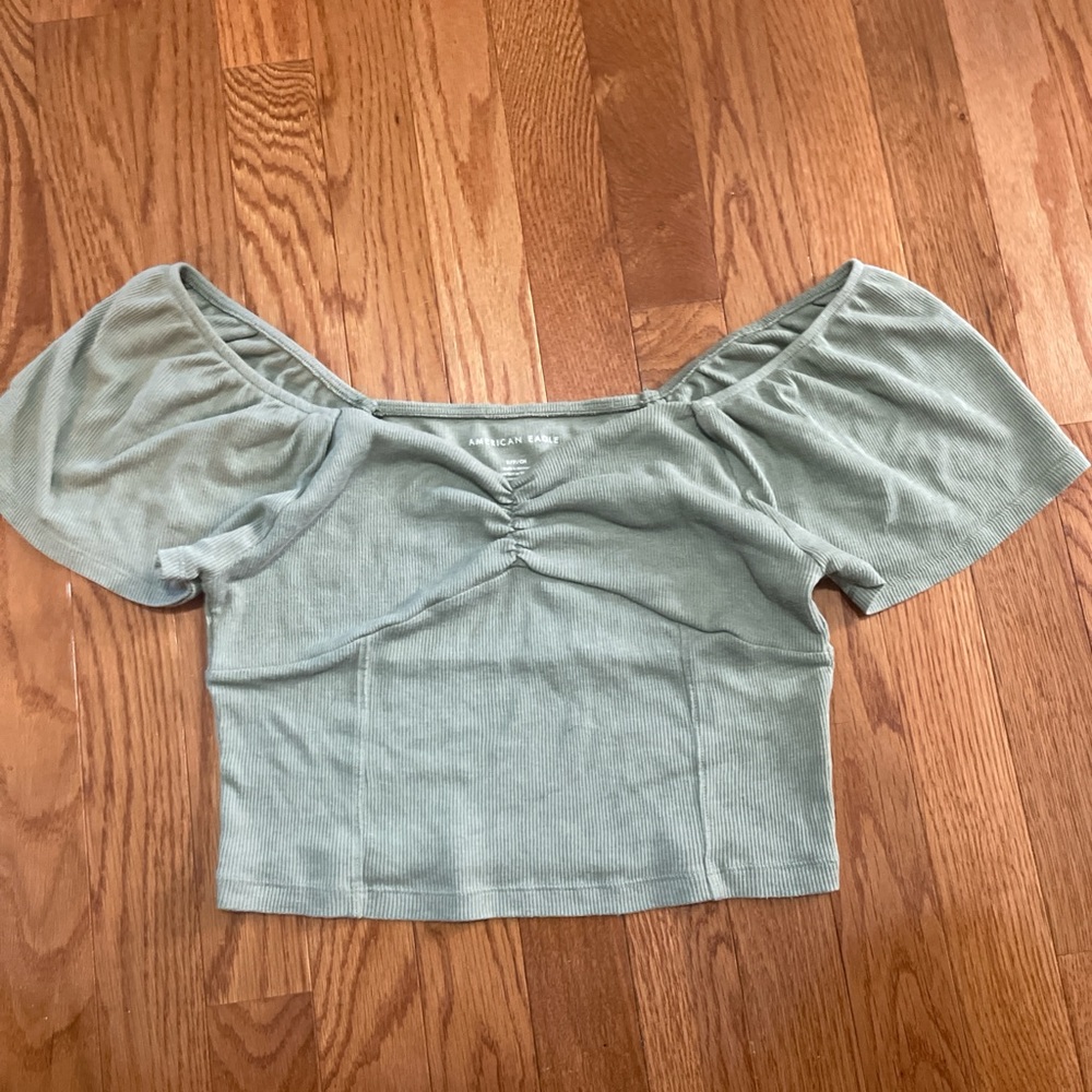 American Eagle Outfitters Sage Green Crop Top